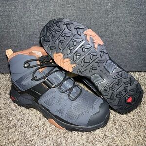 Salomon X Ultra 4 Mid GTX Hiking Boots Womens 7 Ebony Gray Waterproof 412956